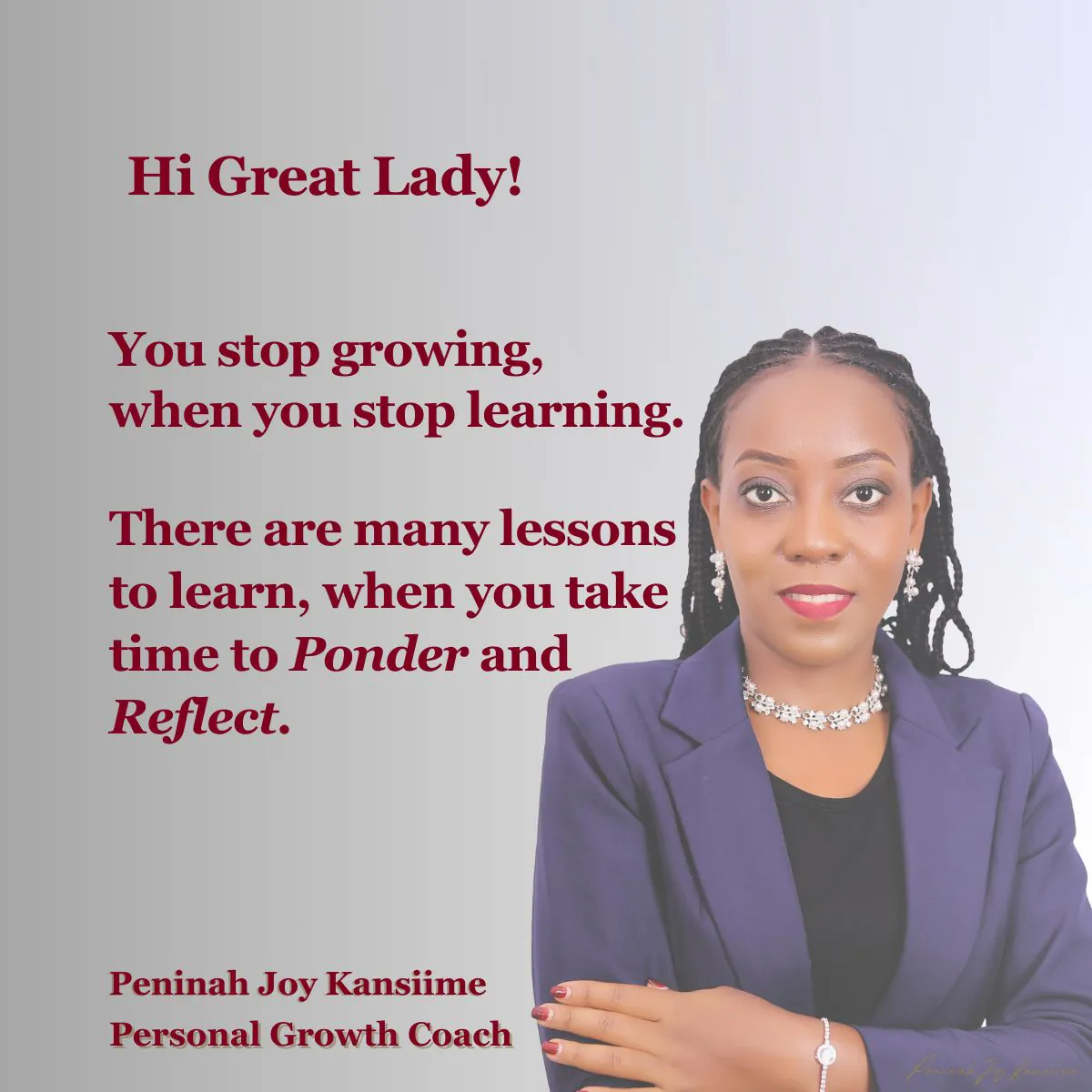 Quote card: You stop growing when you stop learning